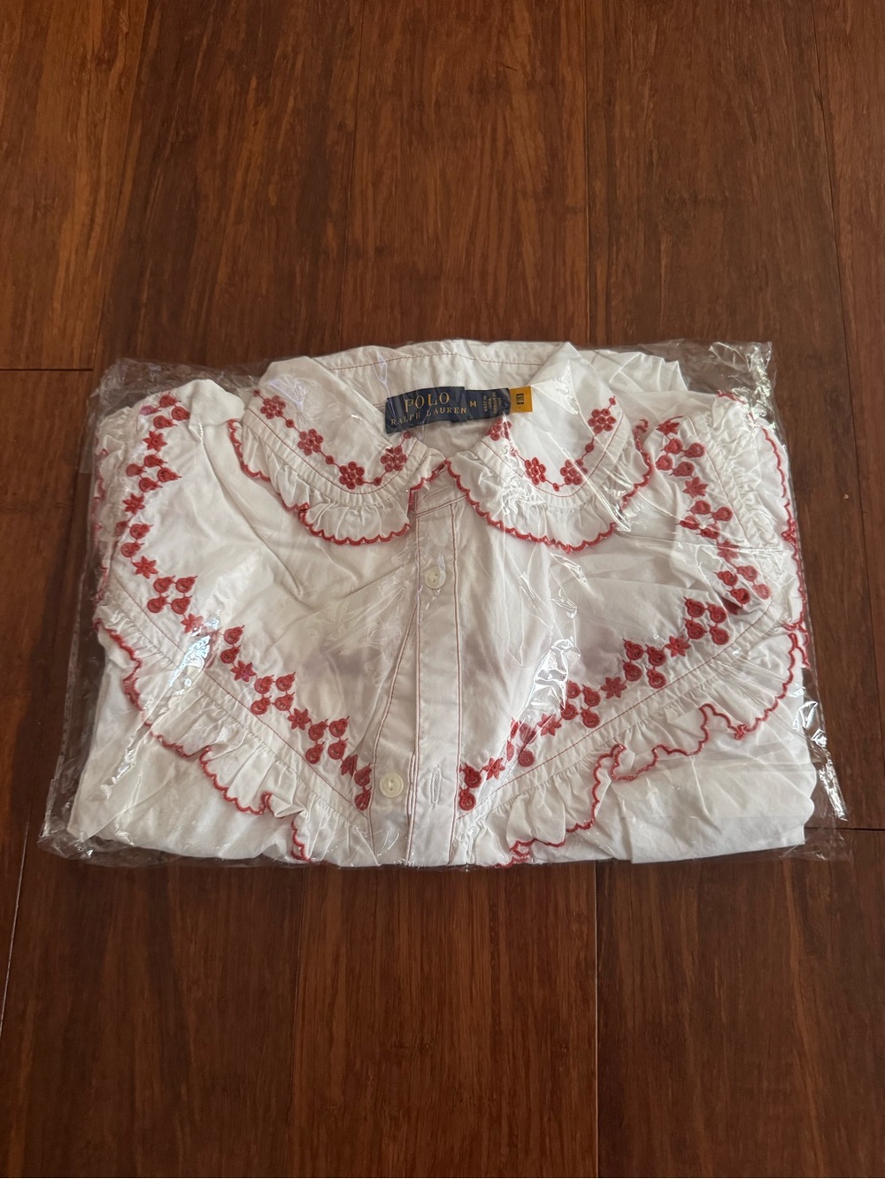 Polo Ralph Lauren Western Floral Embroidered Button-Down Shirt Red White Cotton - Picture 16 of 16